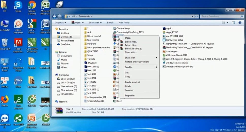 Giải nén Corel 12