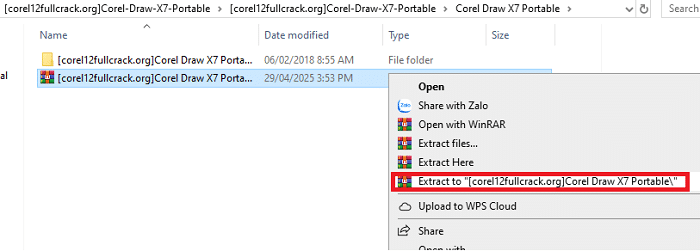 Giải nén Corel X7