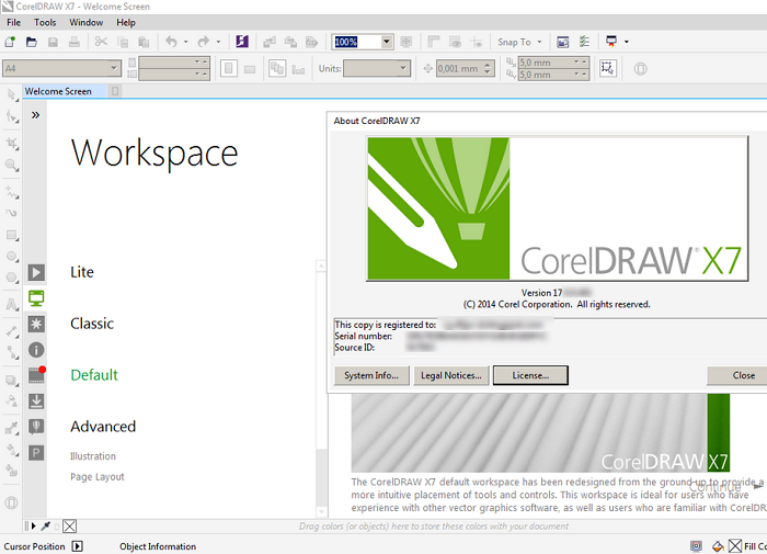 Giao diện của phần mềm Corel X7 Full